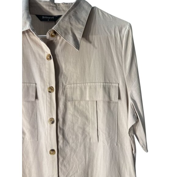 Allegra K Summer Safari Dress Collared Button Down Cotton Shirtdress Size M NWT - Picture 5 of 9